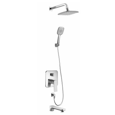 China Shower Faucet Set Built-in Easy Clean Rainfall Shower Set Square Shape Bathroom Hotel Household for sale