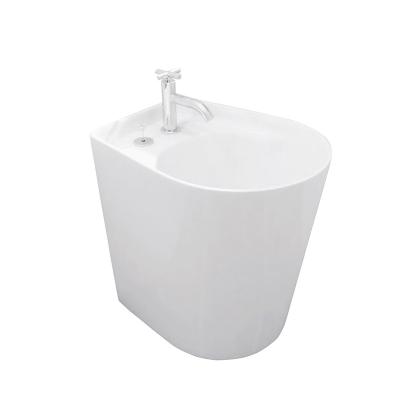 China Floorstanding Mop Tub , Ceramic Glazed Wash Tub Sink Full Pedestal for sale