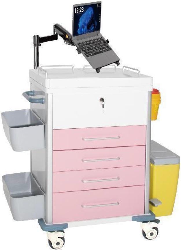 JYK-C66032J-PK pink model nursing trolley with notebook holder