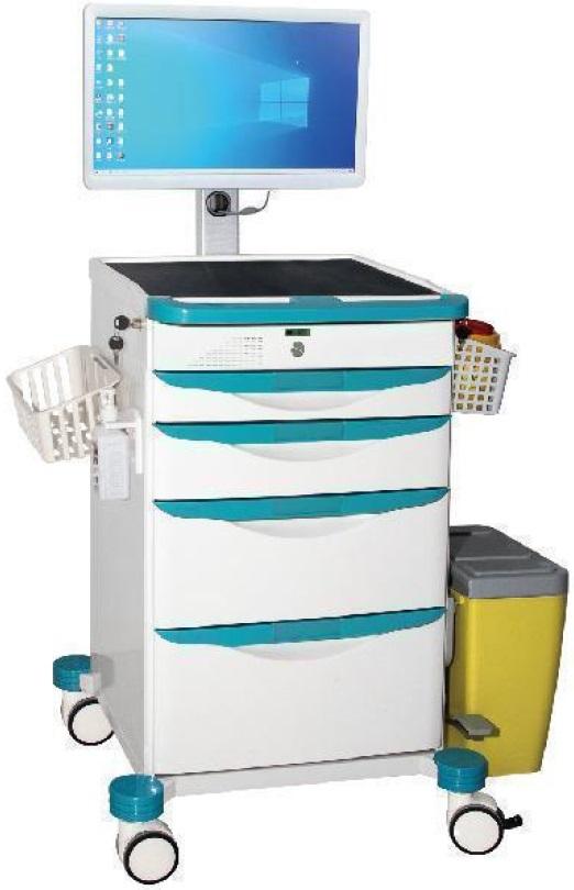 JYK-52061S3 medical trolley variant in green color