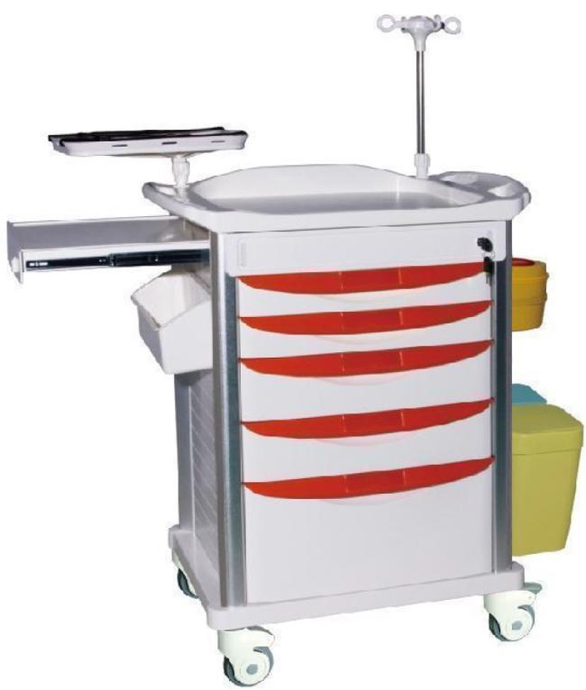 Medical trolley with accessories