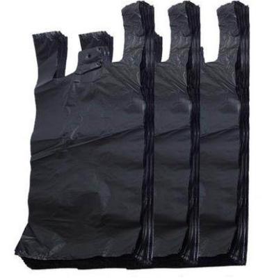 China Sacos biodegradáveis da camisa da cor preta T, sacos de compras plásticos da camisa de T à venda