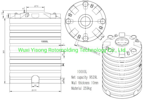 Customize 10000L Sheet Metal Mould for Vertical Water Tank Polishing