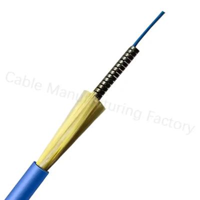 China SM MM LSZH PVC Spiral Steel Armoured Fiber Optic Cable , Tactical Fiber Optic Cable Indoor for sale