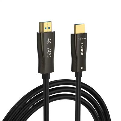 China Cable HDMI revestido de ouro 2.0 10M 20M 30M 50M 100M Cable HDMI de fibra óptica 4K 60Hz AOC Cable HDMI à venda