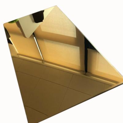 China 8K Gold Mirror Decorative Stainless Steel Sheet 201 202 304 316 OEM for sale