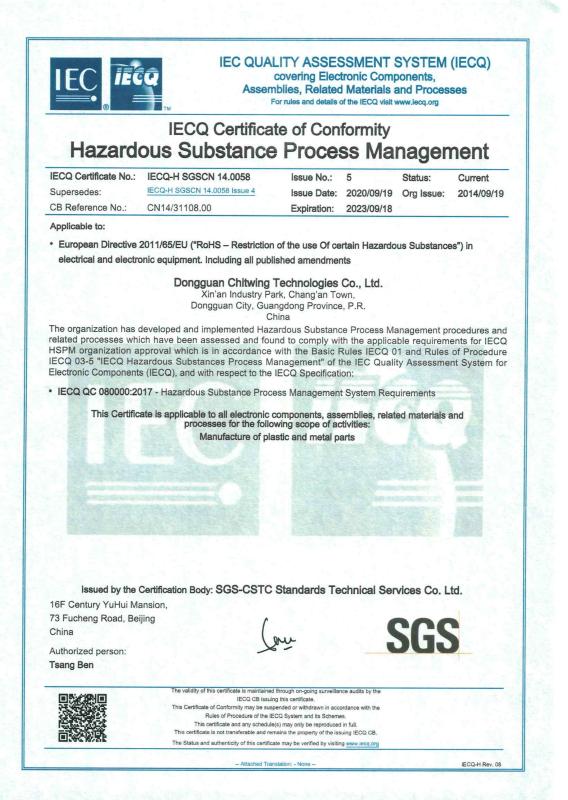 IECQ-H SGSCN 14.0058 - Dongguan Chitwing Technologies Co., Ltd