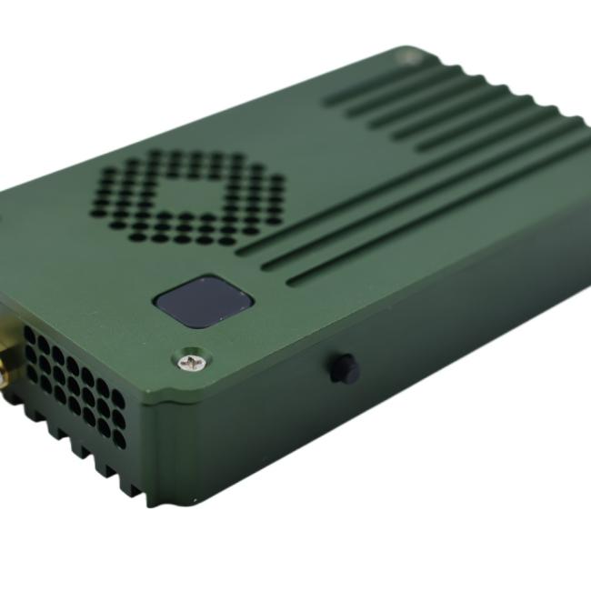 Close-up view of RF Video Sender technical specifications and mounting options