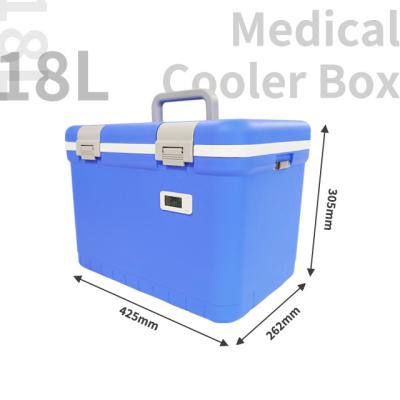 China Blue Medical Cooler Box with Insulation Type PU Foam for Medical Supplies Storage for sale