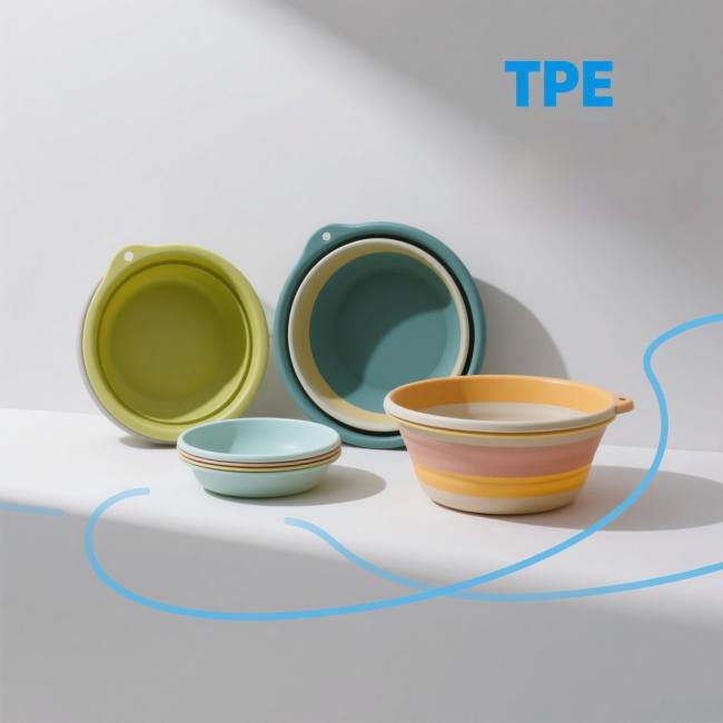 TPE granules and foldable basin product demonstration