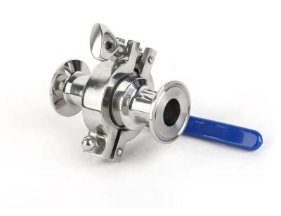 China SS304 S/s 316  Tri Clamp One Way Ball Valve Sanitary Food Grade Three Piece  3A CE for sale