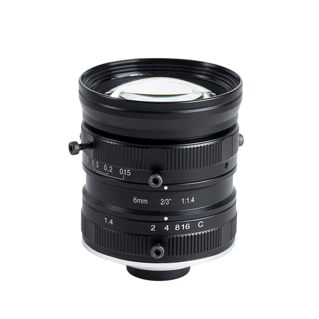 6mm 2/3" F1.4-16 5MP C Mount Manual Iris Machine Vision Lens for Industrial Measurement or Inspection 6mm 2/3" F1.4-16 5MP C Mount Manual Iris Machine Vision Lens for Industrial Measurement or Inspection