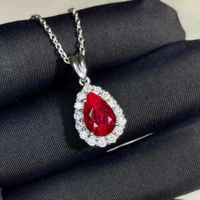 China ODM Welcome Red Sapphire Pendant Necklace Gem Grade Corundum 18K Gold for sale