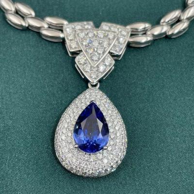 China CZ Corundum Blue Sapphire Stone Pendant Round Shape For Girlfriend for sale