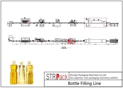 China Linha do enchimento do óleo 1L-5L comestível com a máquina de enchimento servo, máquina tampando, máquina de etiquetas, máquina do psiquiatra do envoltório da luva à venda