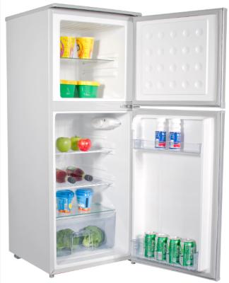 China Refrigerador de la puerta doble del acero inoxidable 138 litros encima del congelador y abajo del refrigerador en venta