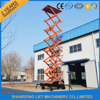 China 4 wheels Mobile Scissor Lift Pallet Truck for Aerial Work 14m Max Lifting Height for sale
