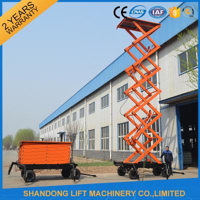 China High Raising 4 Wheel Aerial Work Platform ,  CE 18m Hydraulic Electric Mobile Scissor Tables for sale