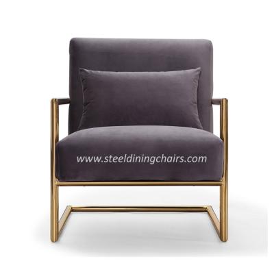 China Velvet Upholstered Stainless Steel Leg 80cm 60cm One Seater Armchair for sale
