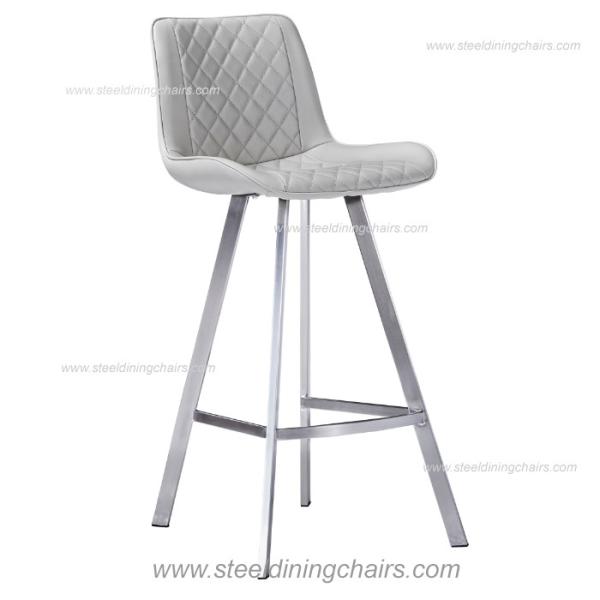 Quality Fabric Covers Fixed 44CM 94CM Ss Beige Upholstered Bar Stools With Arms for sale
