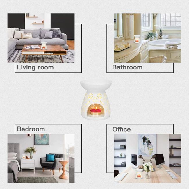 Living Room Tealight Candles Holder for Spa Meditation Yoga Parlor Bedroom Home Decor Ceramic Essential Oil Burner Melt Warmer
