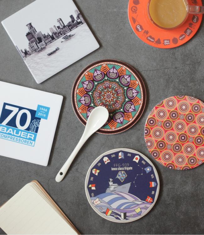 Cup Pad Anti-slip Cork Bottom Placemat Creative Sublimation Printing Car Mats & Pads Eco-friendly Absorbent Ceramic Coaster
