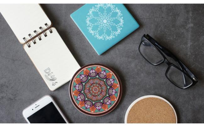 Cup Pad Anti-slip Cork Bottom Placemat Creative Sublimation Printing Car Mats & Pads Eco-friendly Absorbent Ceramic Coaster