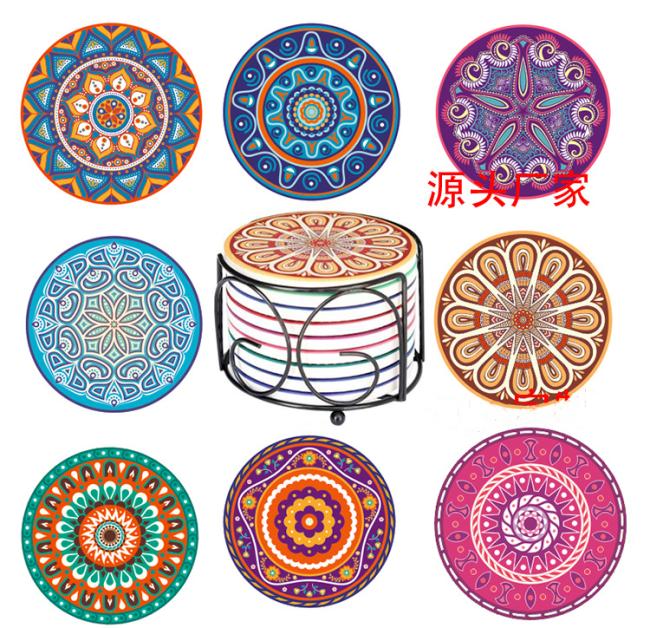 Cup Pad Anti-slip Cork Bottom Placemat Creative Sublimation Printing Car Mats & Pads Eco-friendly Absorbent Ceramic Coaster