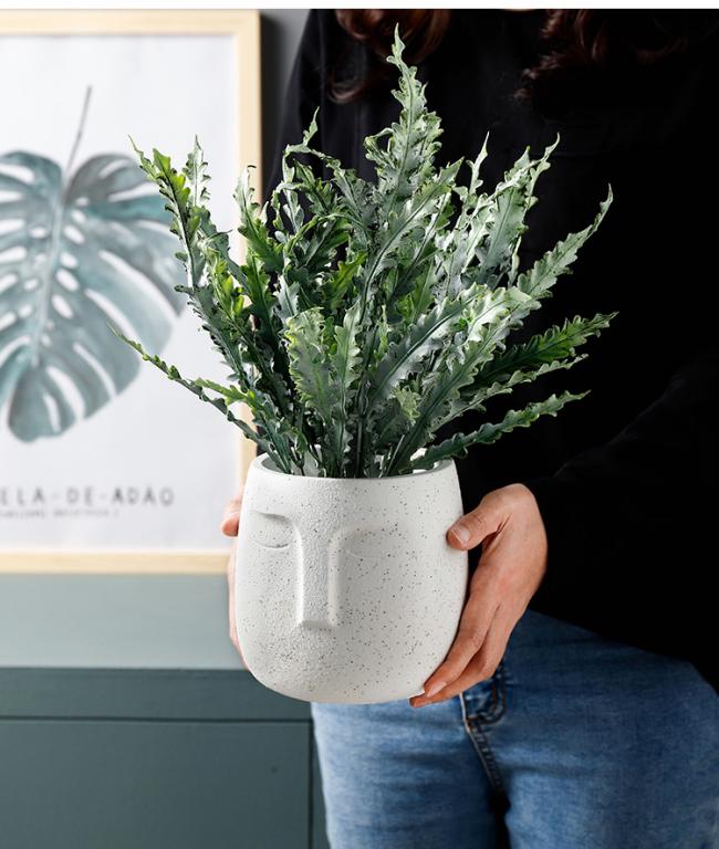 5.5 inch Nordic Creative Abstract Human Face Cement Cactus Succulent Flowerpot Home Garden Cement Pots for Plants