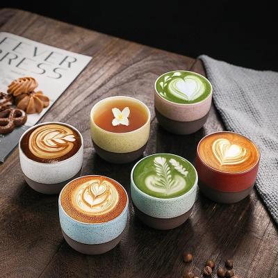 China Creative Single Cup Wholesale Japanese Thick Pottery Colorful Coffee Cup Ceramic Arabic Cofe Cups for sale