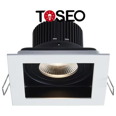 China Die Casting Alu Fireproof COB White Square LED Downlights With Radiator Recessed Spot Light en venta