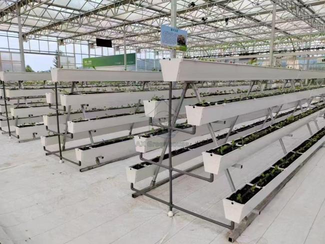 Multilayer Structure A-frame PVC Planting Troughs Greenhouse Strawberry Growing
