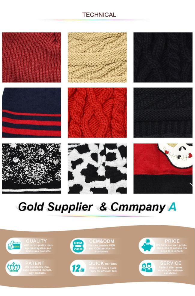 Wholesale Custom Organic Cotton,Wool,Merino Knitted Beanie Hat With Leather Patch