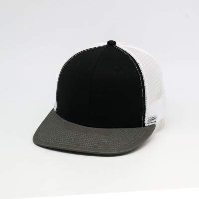 China 100% Cotton 6 Panel Mesh Hip Pop Flat Visor Cap Adjustable Snapback Hats Adults for sale