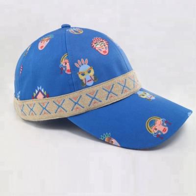 China Thailand Style Fancy Printed Baseball Caps 6 Panel Hand Made With Metal Buckle for sale