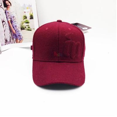 China 100% Wool Material Custom Embroidered Baseball Caps No Minimum Eco Friendly for sale