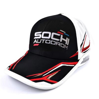 Китай Бейсбольные кепки гонок дизайна ОДМ ОЭМ, бейсбольные кепки команды полиэстера изготовленные на заказ продается