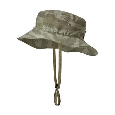 China Adjustable Folding Outdoor Boonie Hat , Men Beach Sunshade Camo Bucket Hat With String for sale