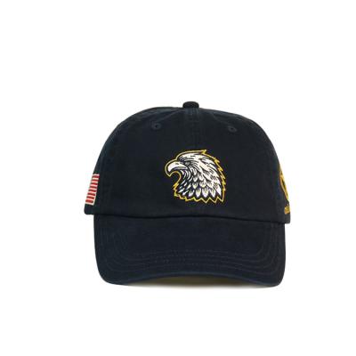 China 6 Panel Embroidered Baseball Caps Animal Eagle Pattern Dad Cap With America Flag for sale
