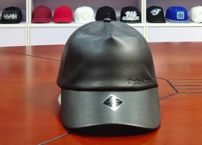 China High Quality Leather Fabric Emboss Logo Custom Velcro Closure Baseball Curve Brim Cap for sale