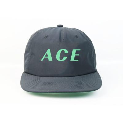 China ACE New design Black Flat bill 5panel  Customized printing logo hip hop snapback Hats Caps à venda