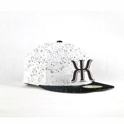 Cool hip hop  white Flat bill  Customized made plastic buckle 3D rubber logo snapback Hats Caps