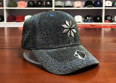 China Custom made Bling metal thread ACE embroidery flower printing 6panel  baseball caps hats for sale