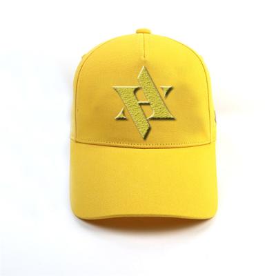 China Yellow Printed Baseball Caps 5 Panels / Women 'S Fashion Baseball Caps for sale