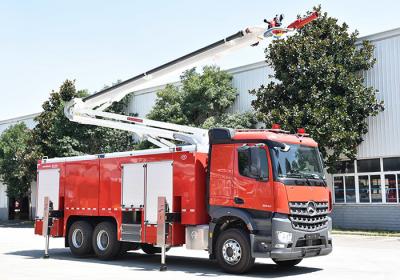China Mercedes Benz 25m Aerial Fire Truck Spraying Water / Foam / Powder for sale