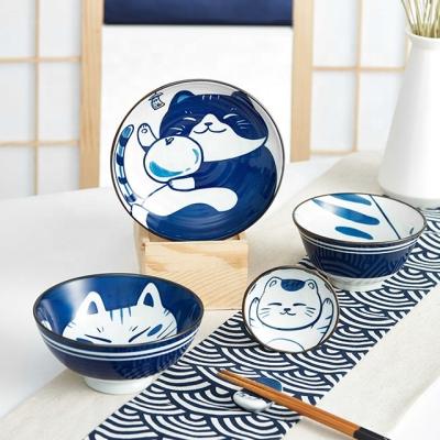 China Cat Ceramic Plate Tableware Flat Plate Dinner Plate Ceramic Pottery Dinnerware Sets for sale
