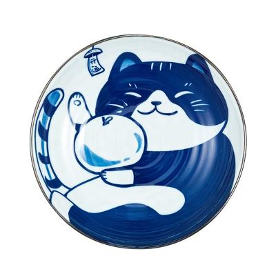 China Best Blue Ceramic Stoneware Dinnerware Sets Gift Cat Plate Bowl Set Exquisite Gift for sale