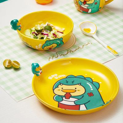China Cartoon Cute Children's Tableware Set 10 Oz Cerâmica Bowl Casa Comer à venda