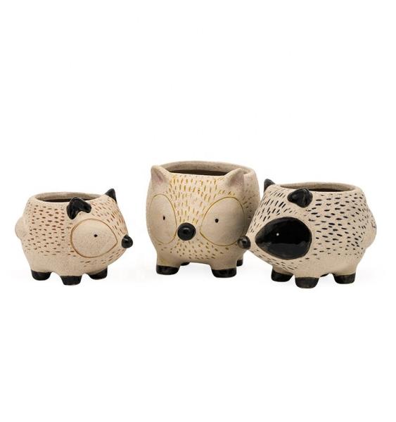 Quality Wholesale hot sale lovely instagram 3D unique  hedgehog flower succulent pot in pottery clay ceramic for sale