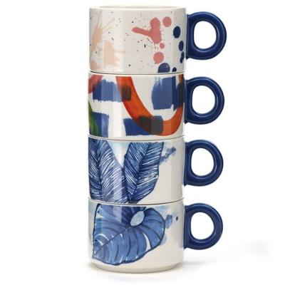 China 7oz Custom Pattern Mugs Ceramic Coffee Mug Cute Mini Cup Stacking Ceramic Mugs for sale